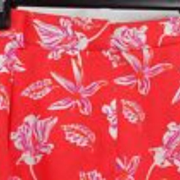 Joie Shorts High Rise Size 6 Linen Blend Coral White Floral Cuffed - Picture 4 of 6